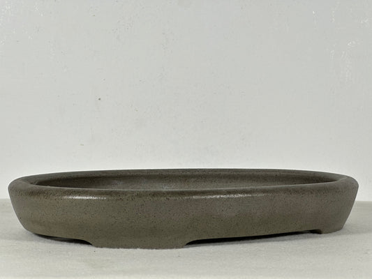 Preowned Japanese Tokoname Unglazed Oval Shallow Bonsai Pot Seizan - 11.5” By 8.25”