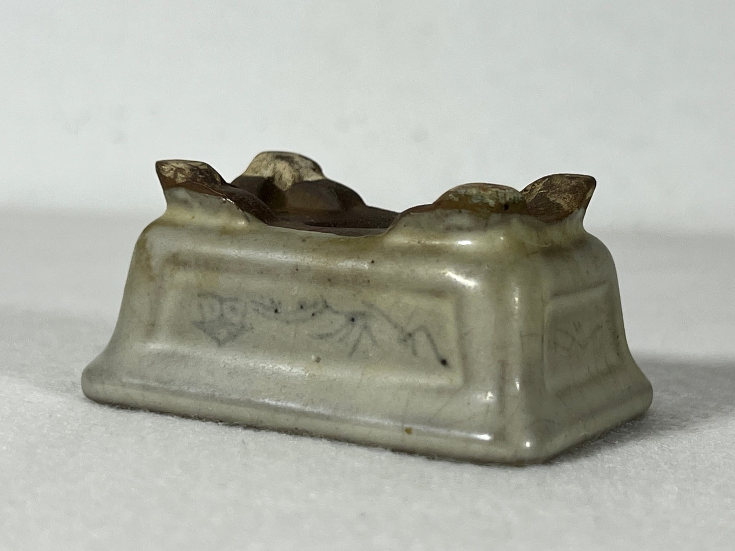 Preowned Japanese Tokoname Rectangular Bonsai Pot Tosui - 2.25” By 1.75”