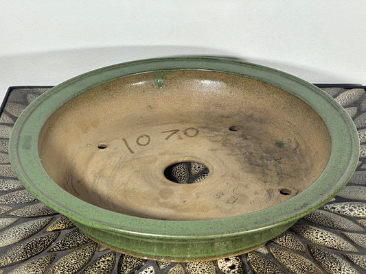 Preowned Japanese Tokoname Round Bonsai Pot By Yamayou - 12.25” By 2.5”