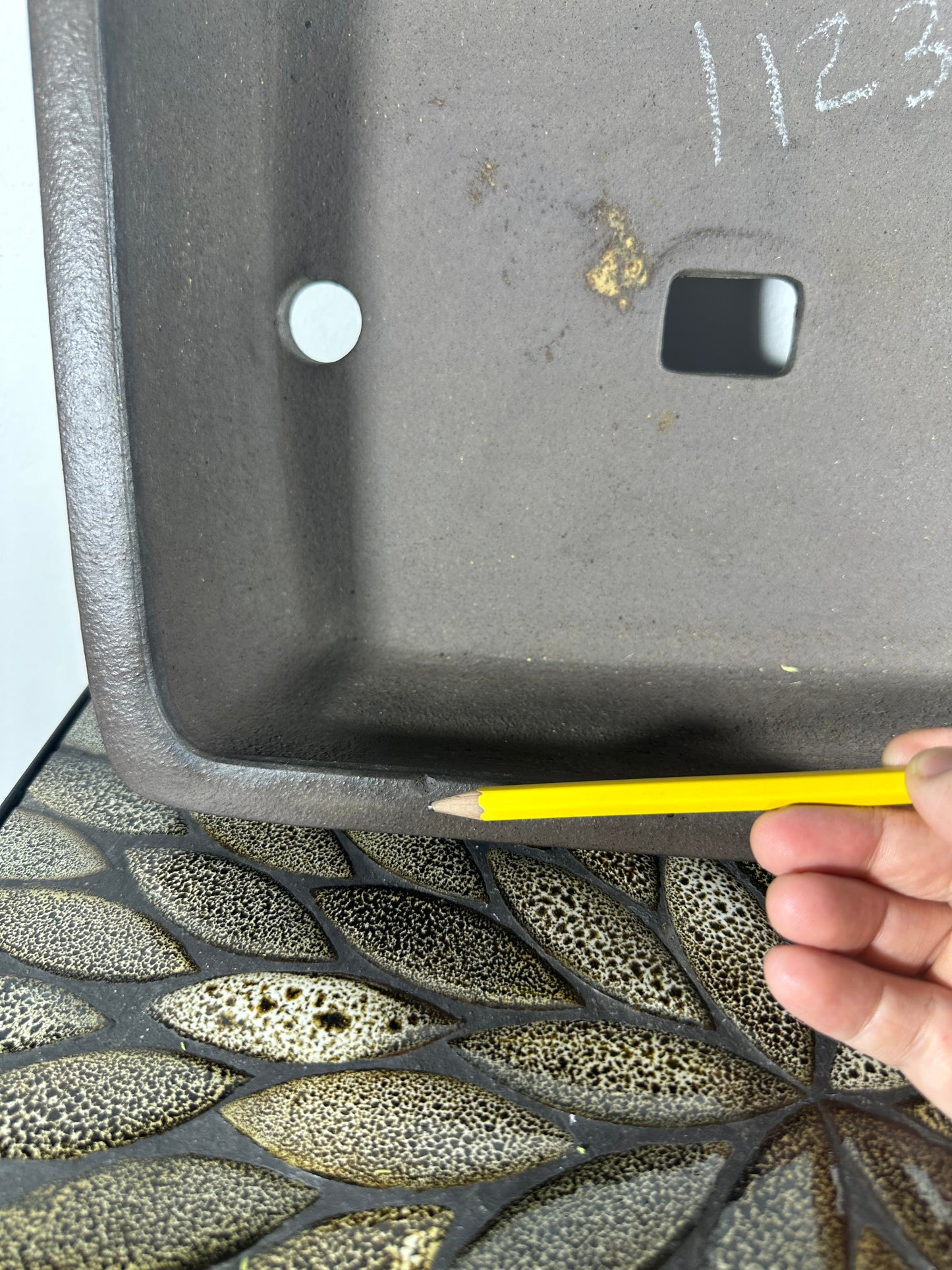 Preowned Japanese Tokoname Rectangular Bonsai Pot Seibun - 13.25” By 9.5”