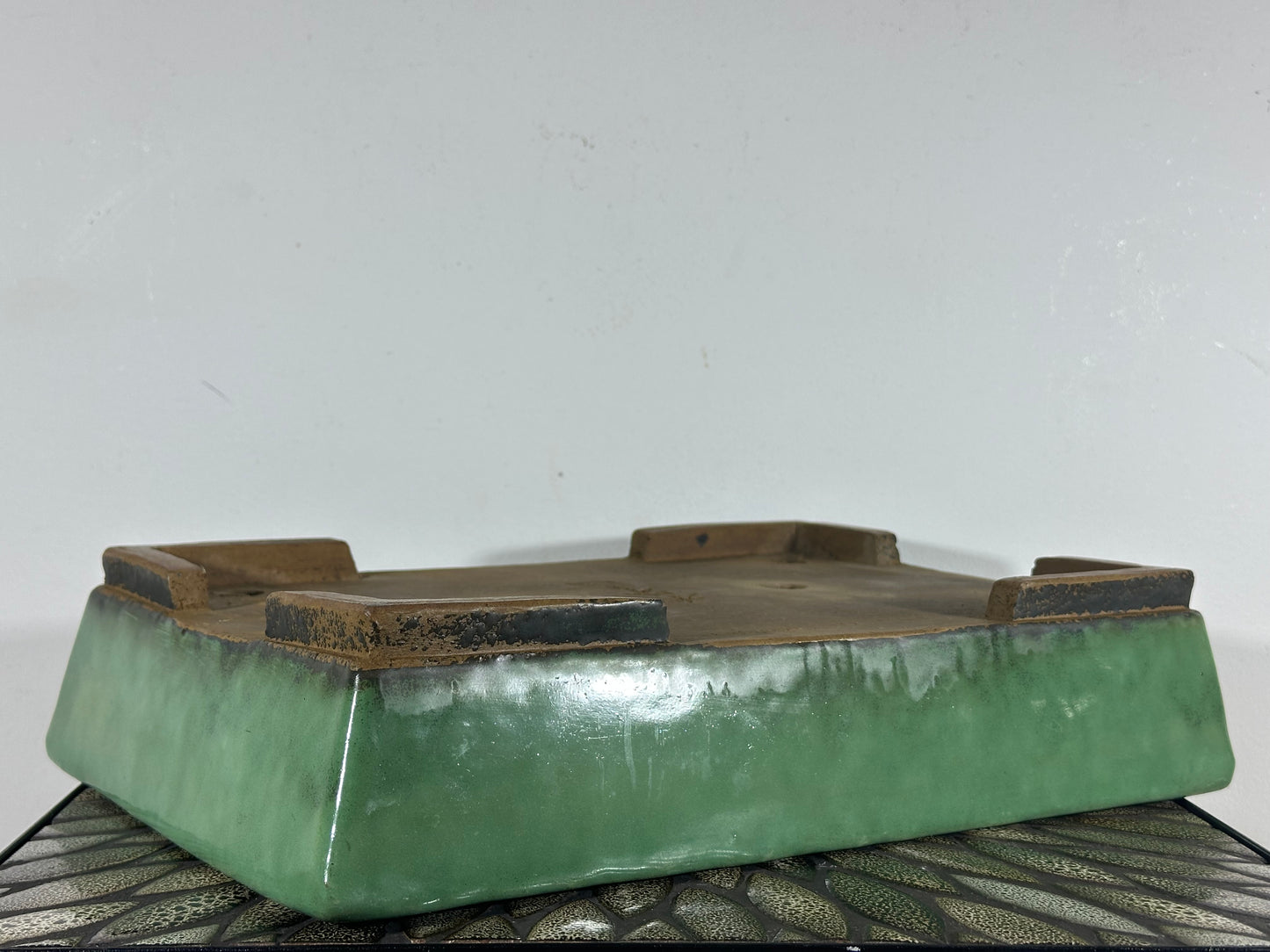 Preowned Vintage Japanese Tokoname Rectangular Bonsai Pot Syuhou - 15” By 10.25”