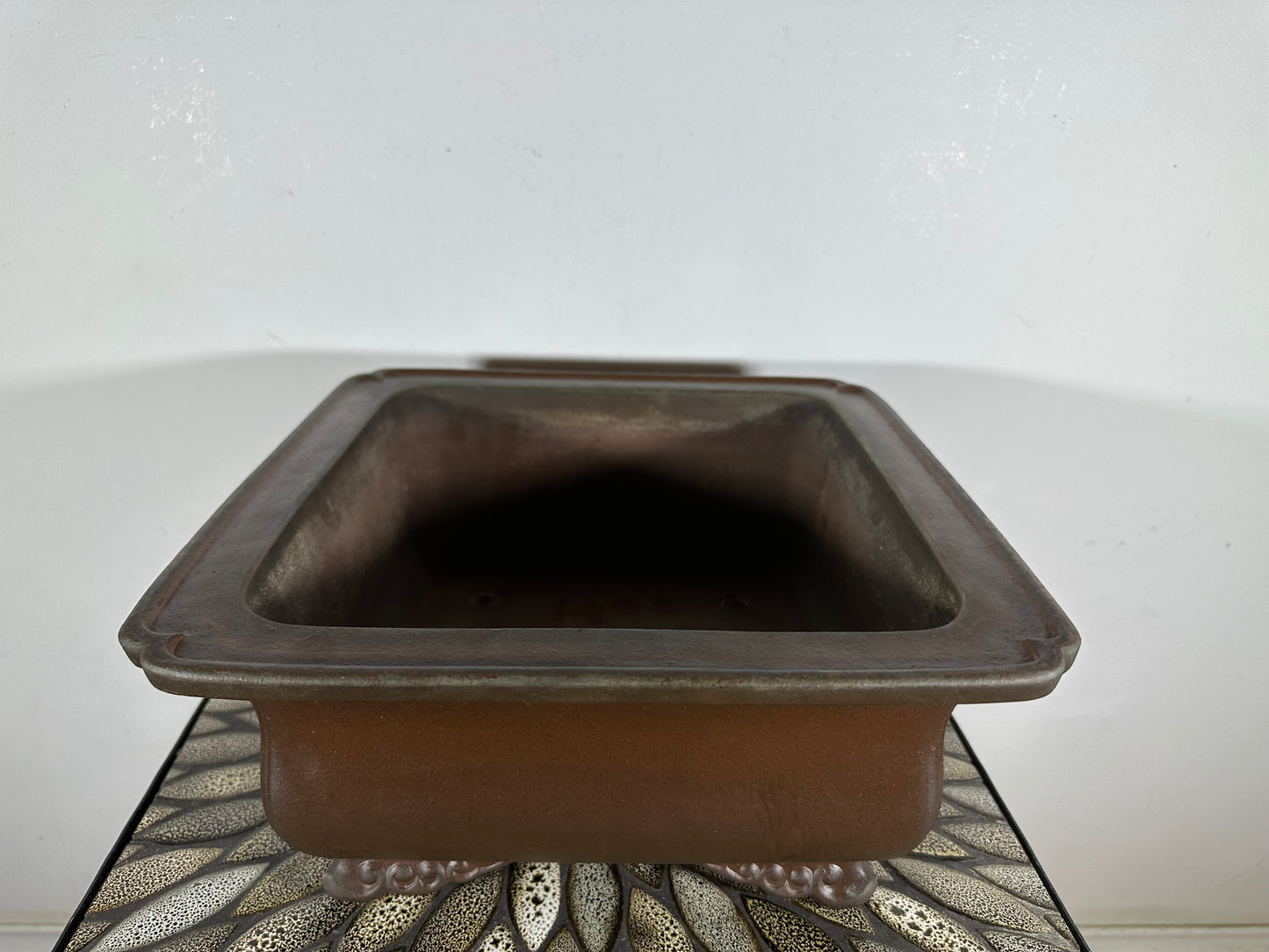 Preowned Japanese Tokoname Square Bonsai Pot Tazan - 12.75” By 6”