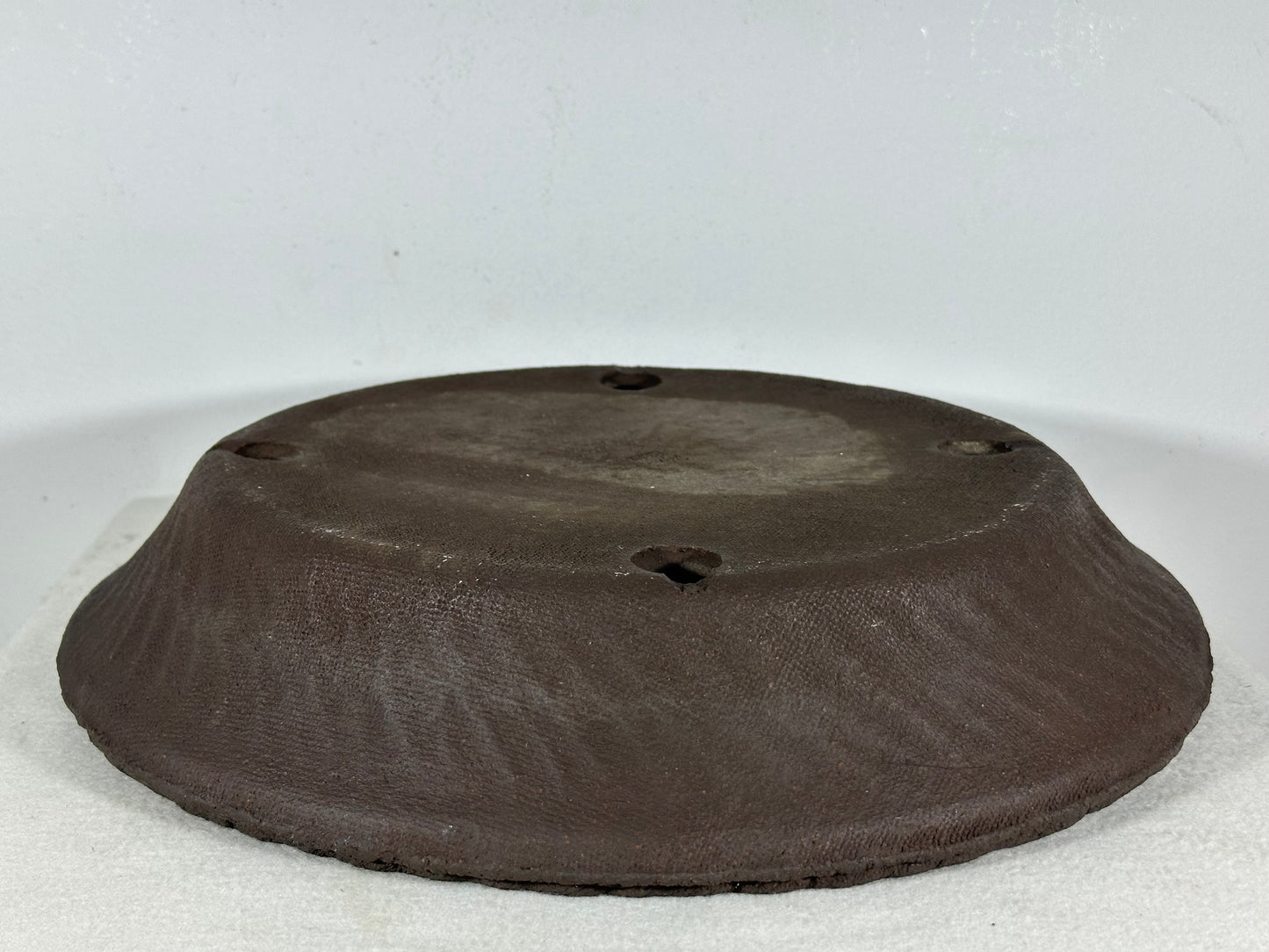 Preowned Japanese Tokoname Unglazed Nanban Round Bonsai Pot Ryugaku - 14.5” By 2.75”