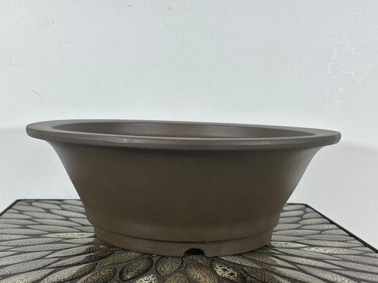 Preowned Japanese Tokoname Unglazed Round Bonsai Pot - 12.75” By 4.5”