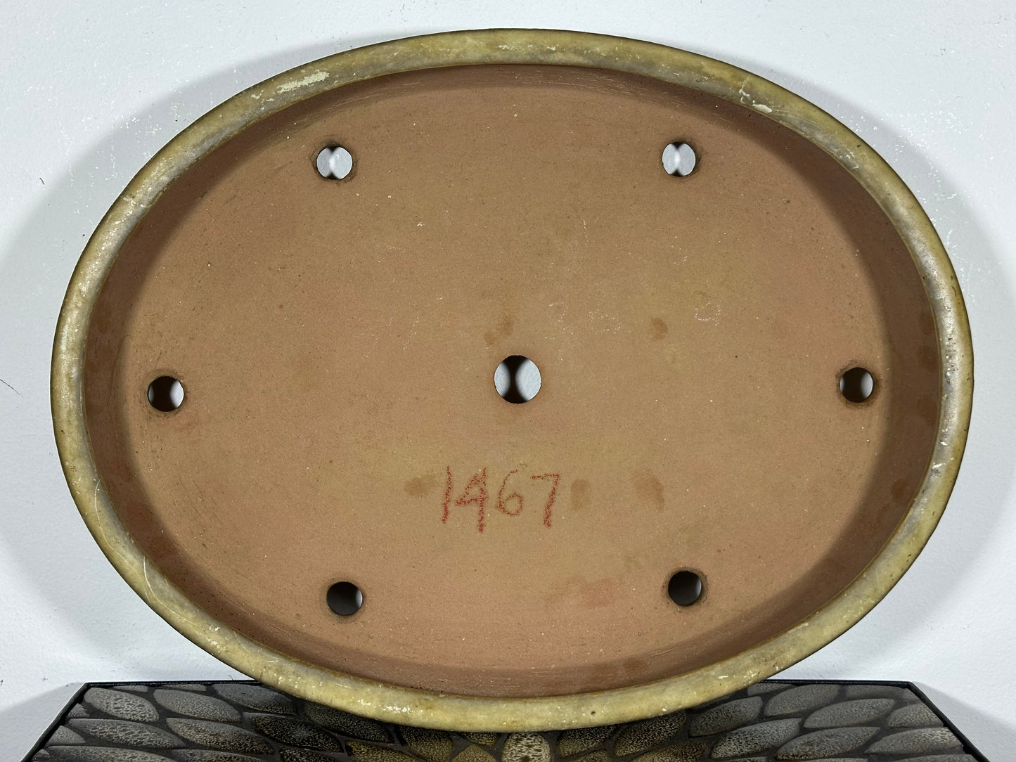 Preowned Japanese Tokoname Glazed Oval Bonsai Pot Yamafusa - 16” By 12.25”