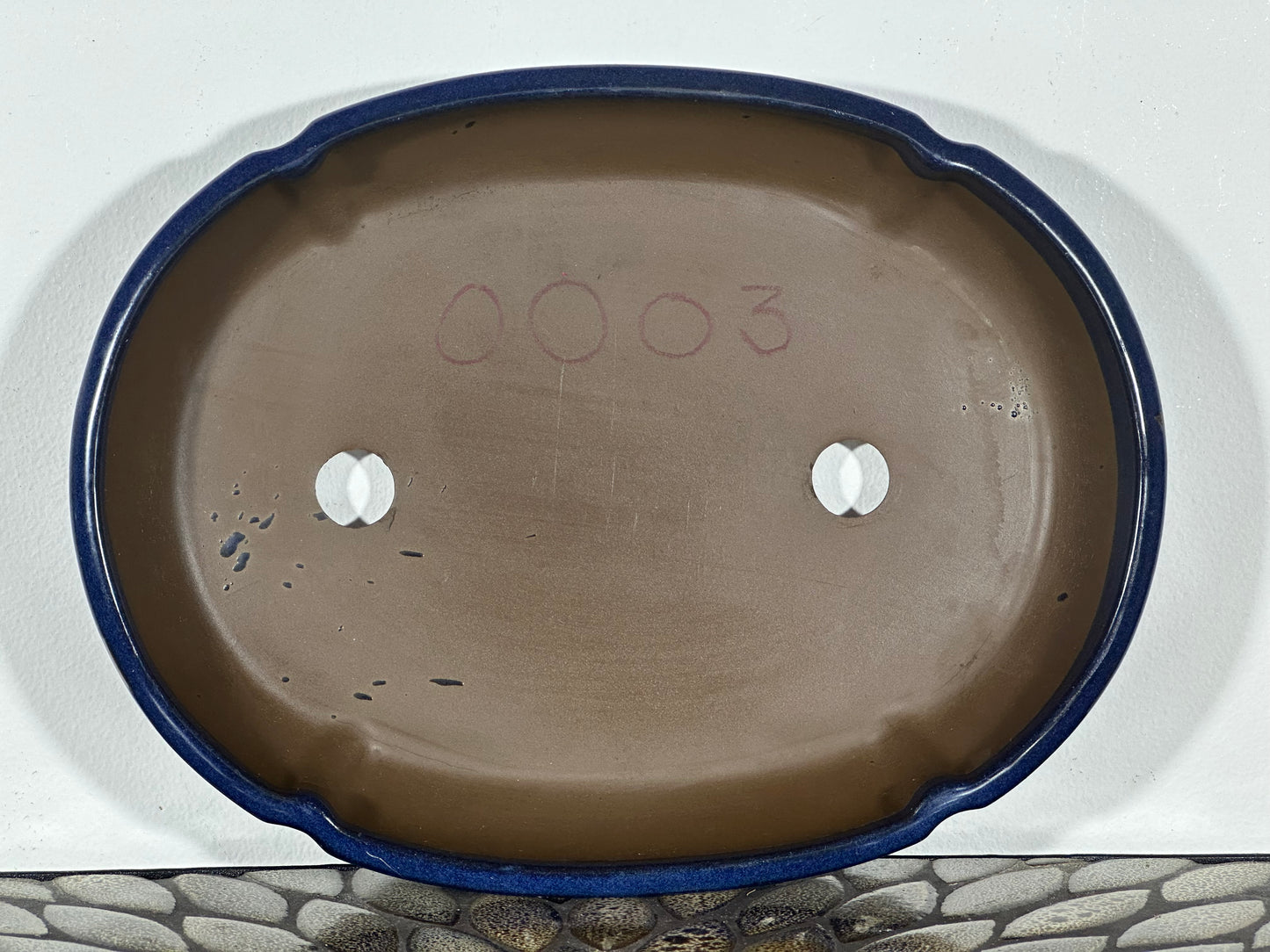 Preowned Japanese Glazed Oval Shallow Bonsai Pot - 11.5” By 8.75”