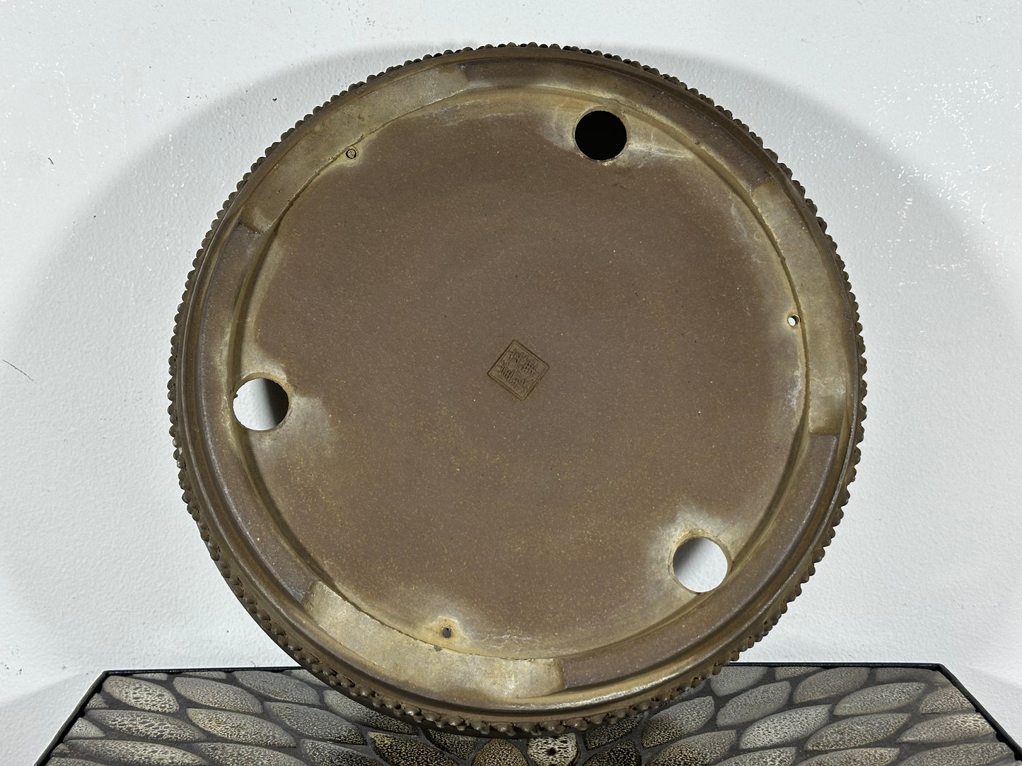 Preowned Japanese Tokoname Round Bonsai Pot Ritukadou - 12” By 2.5”