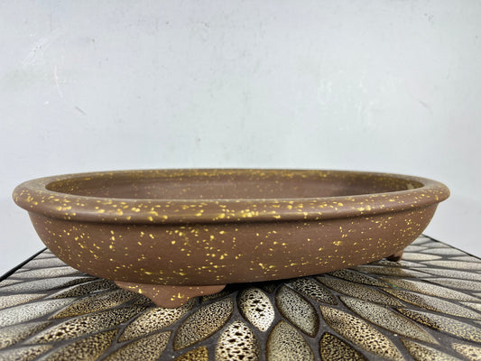 Preowned Japanese Tokoname Unglazed Oval Bonsai Pot Seizan - 14.75” By 11.25”