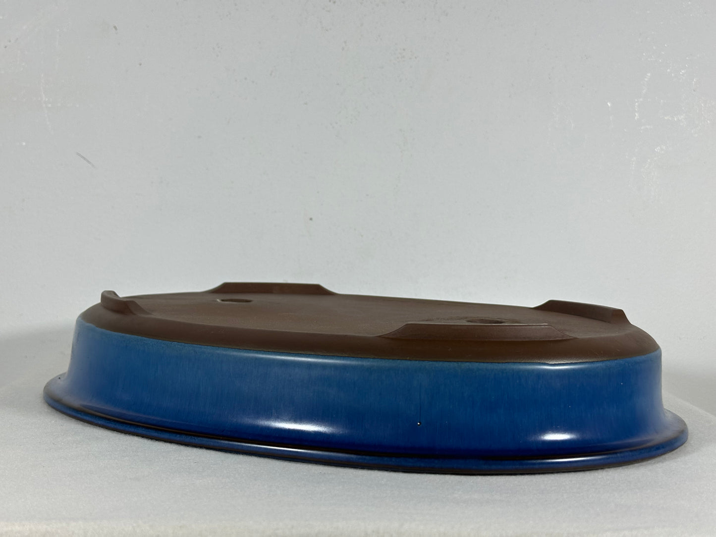 Preowned Japanese Tokoname Glazed Oval Shallow Bonsai Pot - 14.5” By 11”