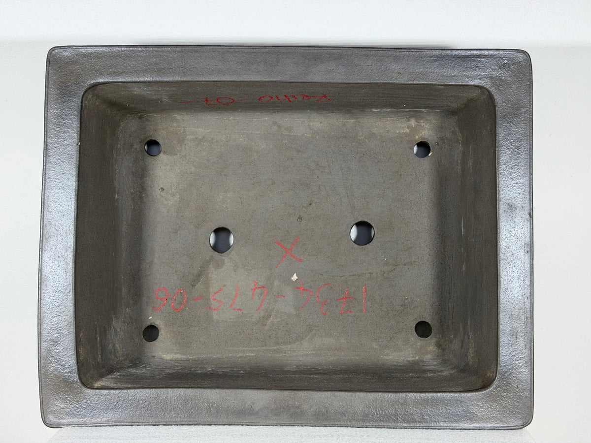 Preowned Japanese Tokoname Unglazed Rectangular Bonsai Pot Reiho - 18” x 14” x 5.75”