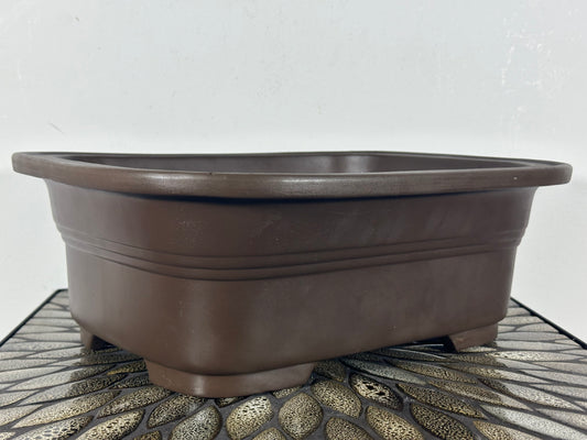 Preowned Japanese Tokoname Unglazed Rectangular Bonsai Pot - 14” By 11.5”