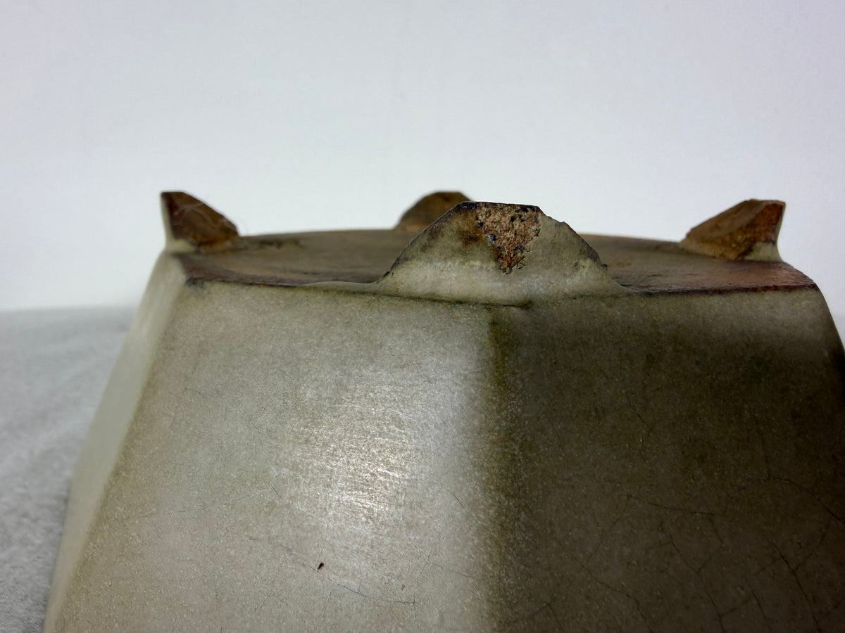 Preowned Japanese Tokoname Glazed Hexagon Bonsai Pot Hatutori - 5.75” By 2.25”