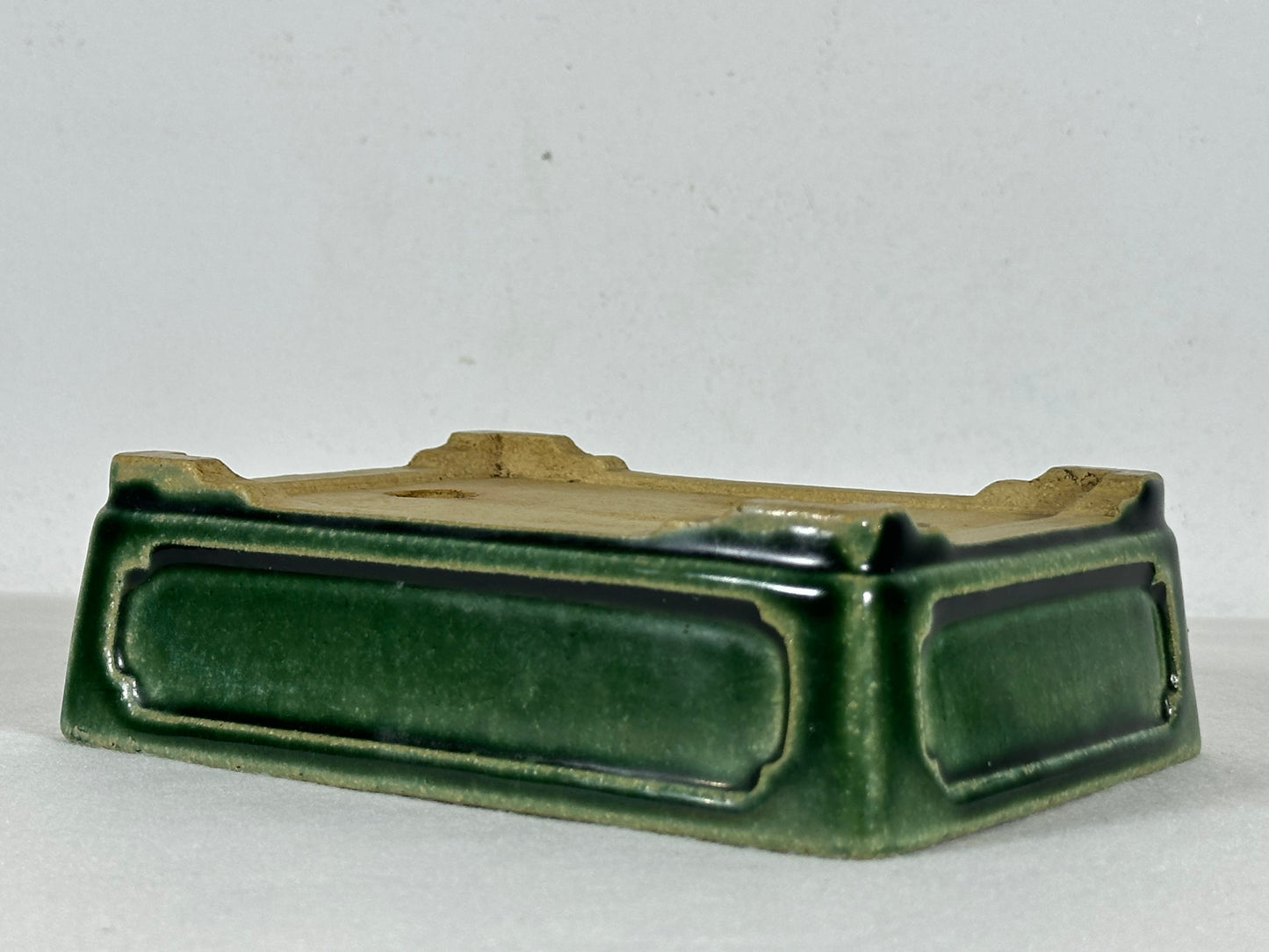 Preowned Japanese Tokoname Glazed Rectangular Bonsai Pot Shibakatsu - 6.25” By 4.75”