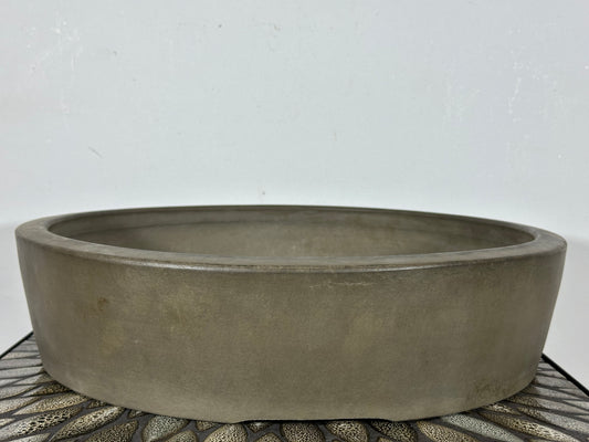 Preowned Japanese Tokoname Unglazed Round Bonsai Pot Touyou - 15.75” By 4.75”