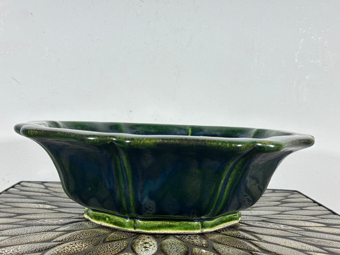 New Japanese Tokoname Glazed Bonsai Pot Rinka Style Mazan Terahata - 12” By 11.25”
