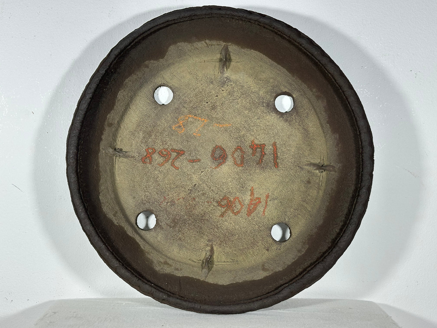 Preowned Japanese Tokoname Unglazed Nanban Round Bonsai Pot Ryugaku - 14.5” By 2.75”