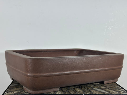 Preowned Japanese Tokoname Rectangular Bonsai Pot By Masusai - 17” By 12.5”
