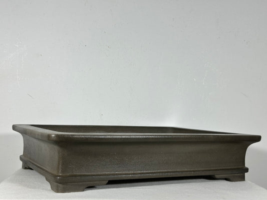 Preowned Japanese Tokoname Unglazed Rectangular Bonsai Pot Seizan - 15.25” By 11.25”
