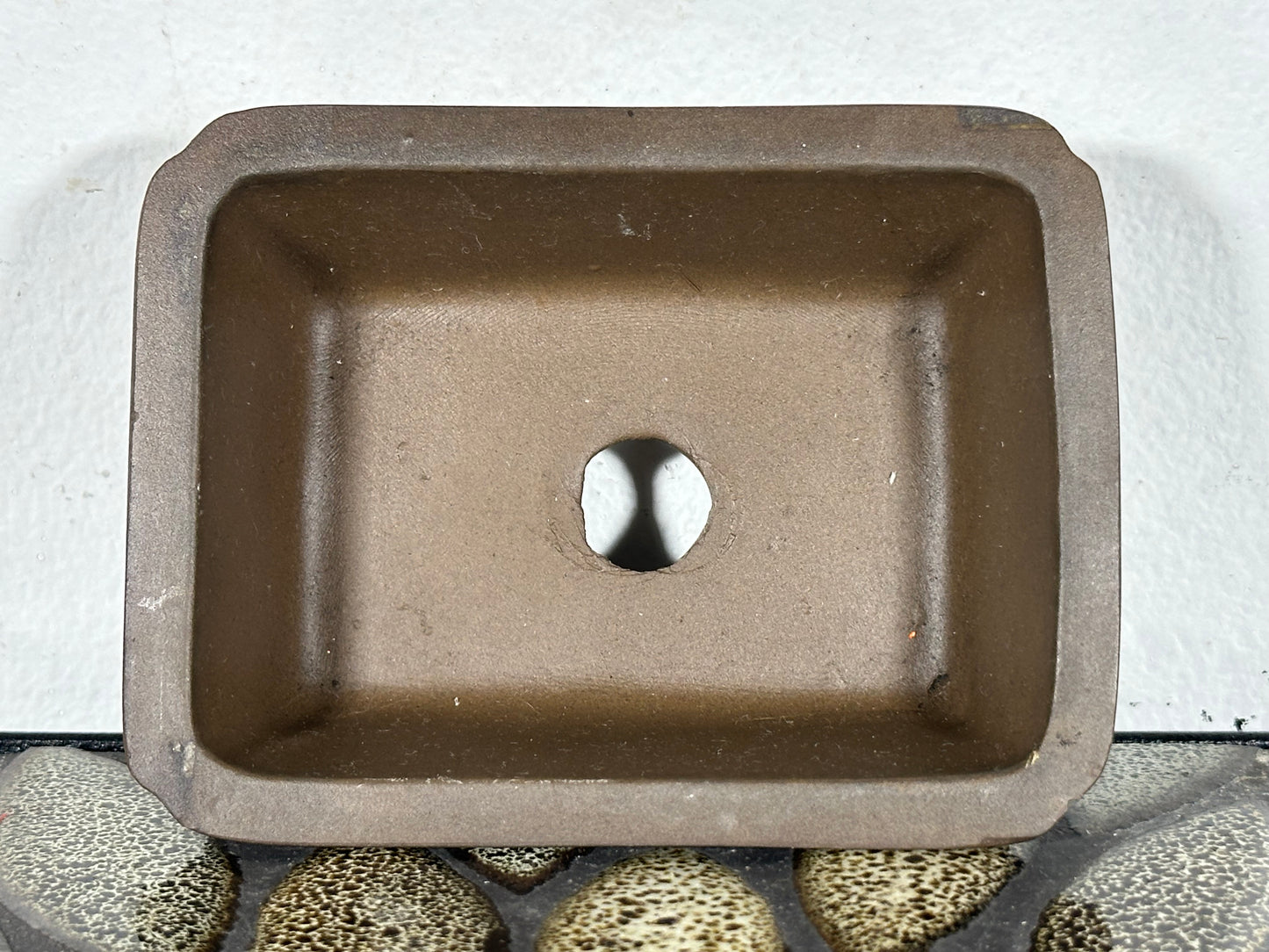 Preowned Japanese Tokoname Unglazed Rectangular Bonsai Pot - 4” By 3”