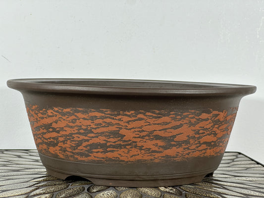 Preowned Japanese Tokoname Unglazed Round Bonsai Pot - 12 3/8” By 4.5”