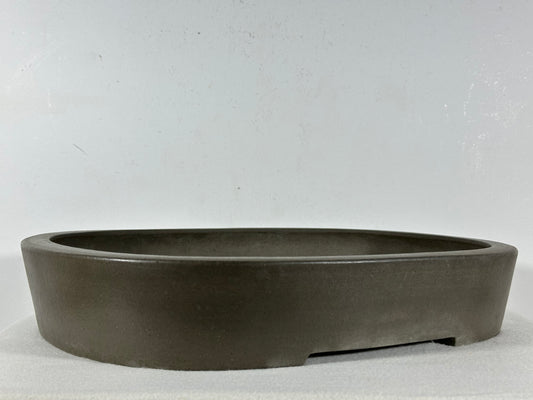 Preowned Japanese Tokoname Unglazed Oval Bonsai Pot Seizan - 14.75” By 11.75”