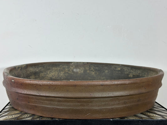 Preowned Japanese Tokoname Unglazed Nanban Hand Made Bonsai Pot Yuhou - 17.75” By 3.5”