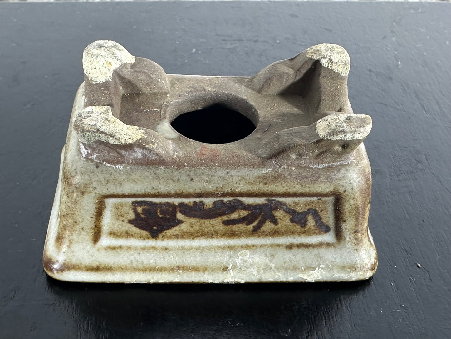 Preowned Japanese Tokoname Rectangular Bonsai Pot Tosui - 2.25” By 1.5”