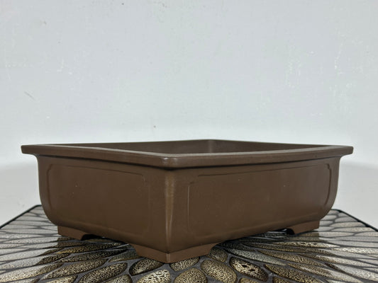 Preowned Japanese Tokoname Unglazed Rectangular Bonsai Pot - 11” By 8.5”