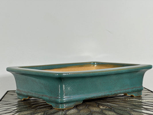 NEW Japanese Tokoname Glazed Rectangular Bonsai Pot REIHO - 12 1/8” By 9 1/8”