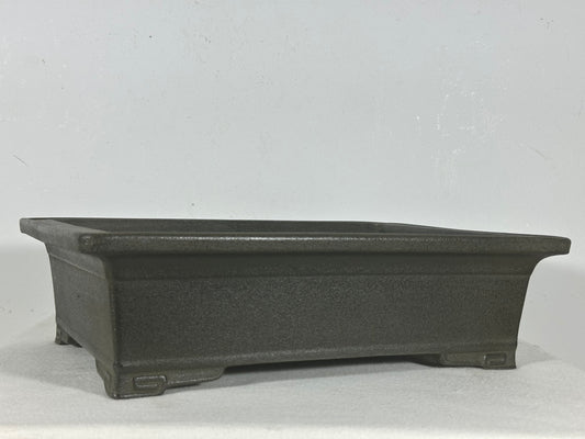 Preowned Japanese Tokoname Unglazed Rectangular Bonsai Pot with Stamp - 13.25” By 9.5”