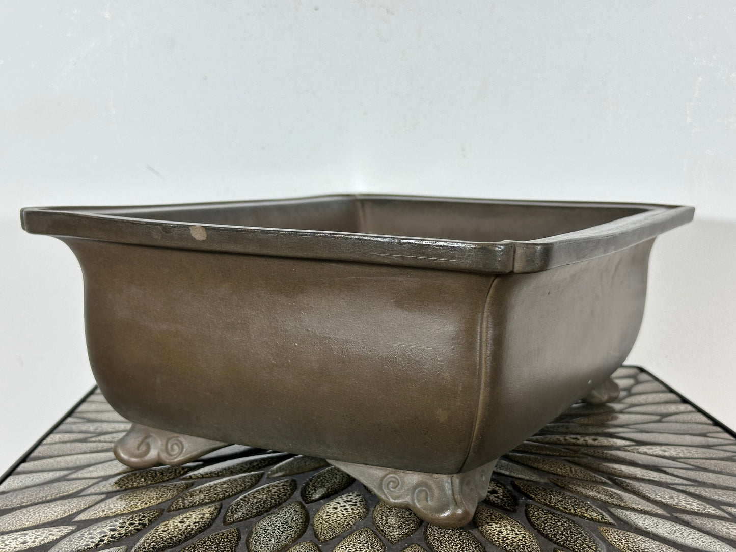 Preowned Japanese Tokoname Unglazed Rectangular Bonsai Pot Eiraku - 14.5” By 10.75”