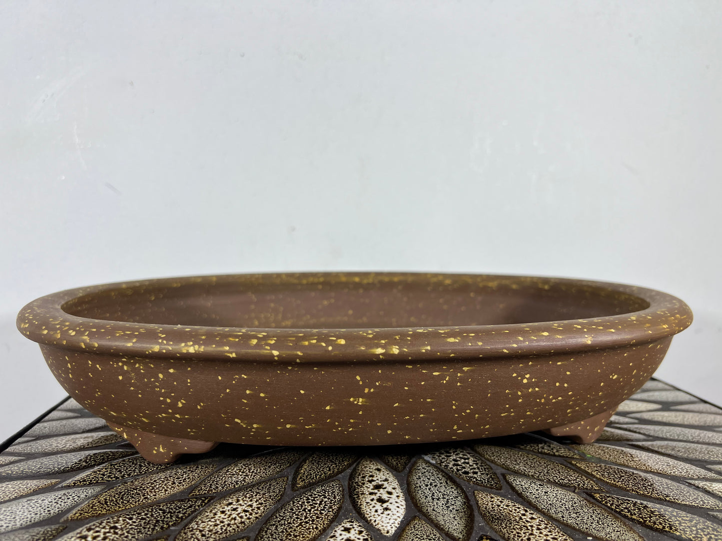 Preowned Japanese Tokoname Unglazed Oval Bonsai Pot Seizan - 14.75” By 11.25”