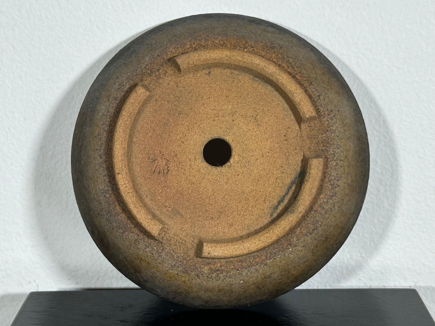 Preowned Japanese Tokoname Round Bonsai Pot Kouji - 4 3/8” By 1”