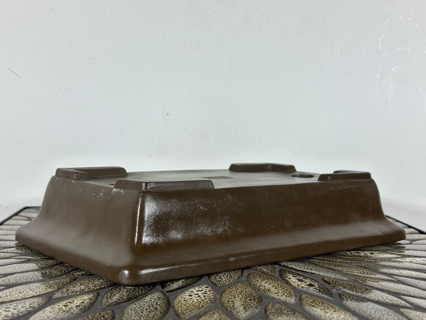 Preowned Vintage Japanese Tokoname Unglazed Rectangular Bonsai Pot Yamaaki - 11.5” By 7”