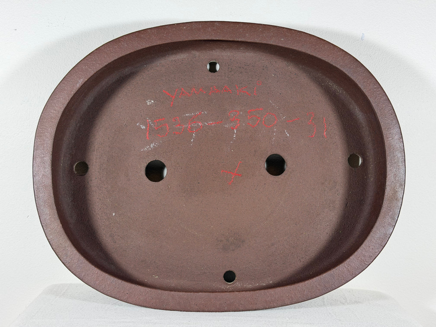 Preowned Japanese Tokoname Unglazed Oval Bonsai Pot Yamaaki - 16.25” By 12.75”