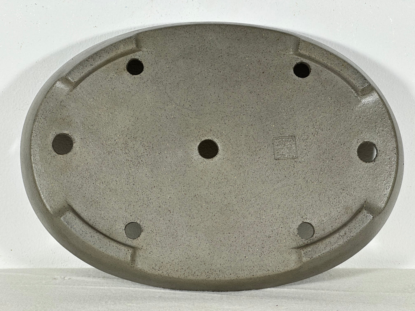 Preowned Japanese Tokoname Unglazed Oval Shallow Bonsai Pot Seizan - 11.5” By 8.25”