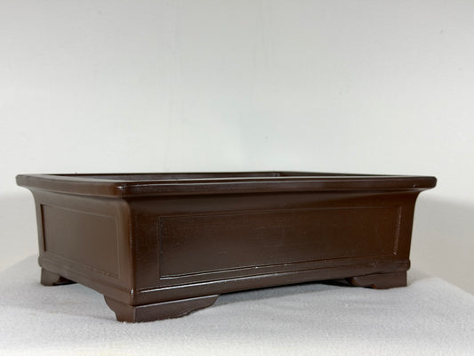 Preowned Vintage Japanese Tokoname Unglazed Rectangular Bonsai Pot Housei - 12.25” By 9.25”