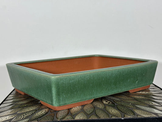 NEW Japanese Tokoname Rectangular Glazed Bonsai Pot by YOZAN - 13.25” By 10 5/8”
