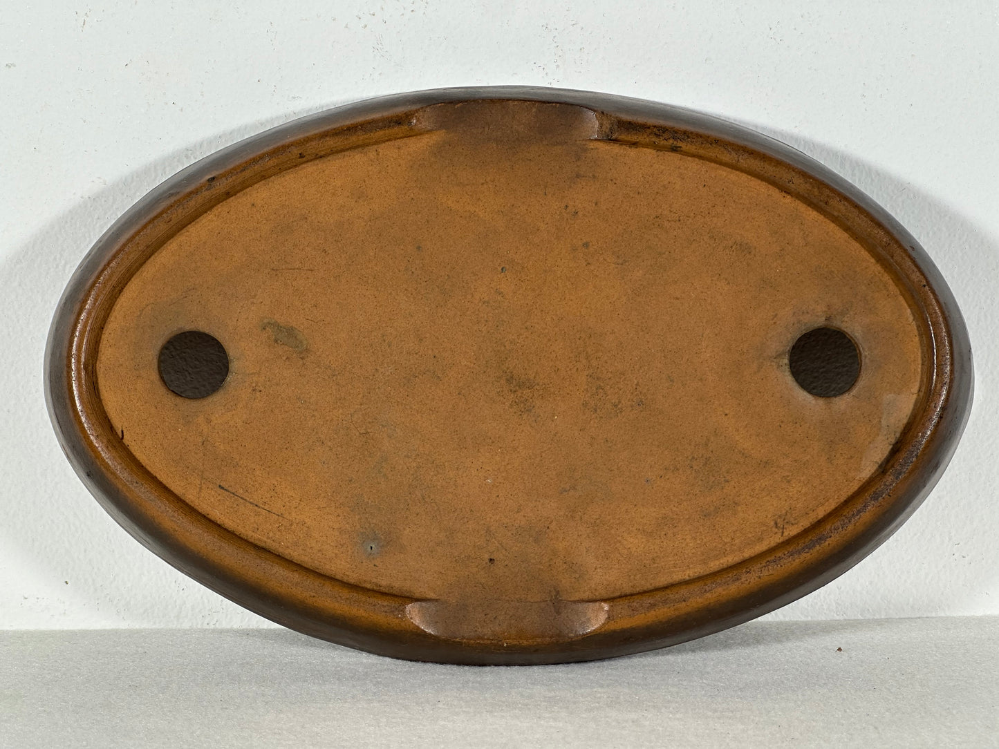 Preowned Japanese Tokoname Unglazed Oval Shallow Bonsai Pot - 10.25” By 6.5”