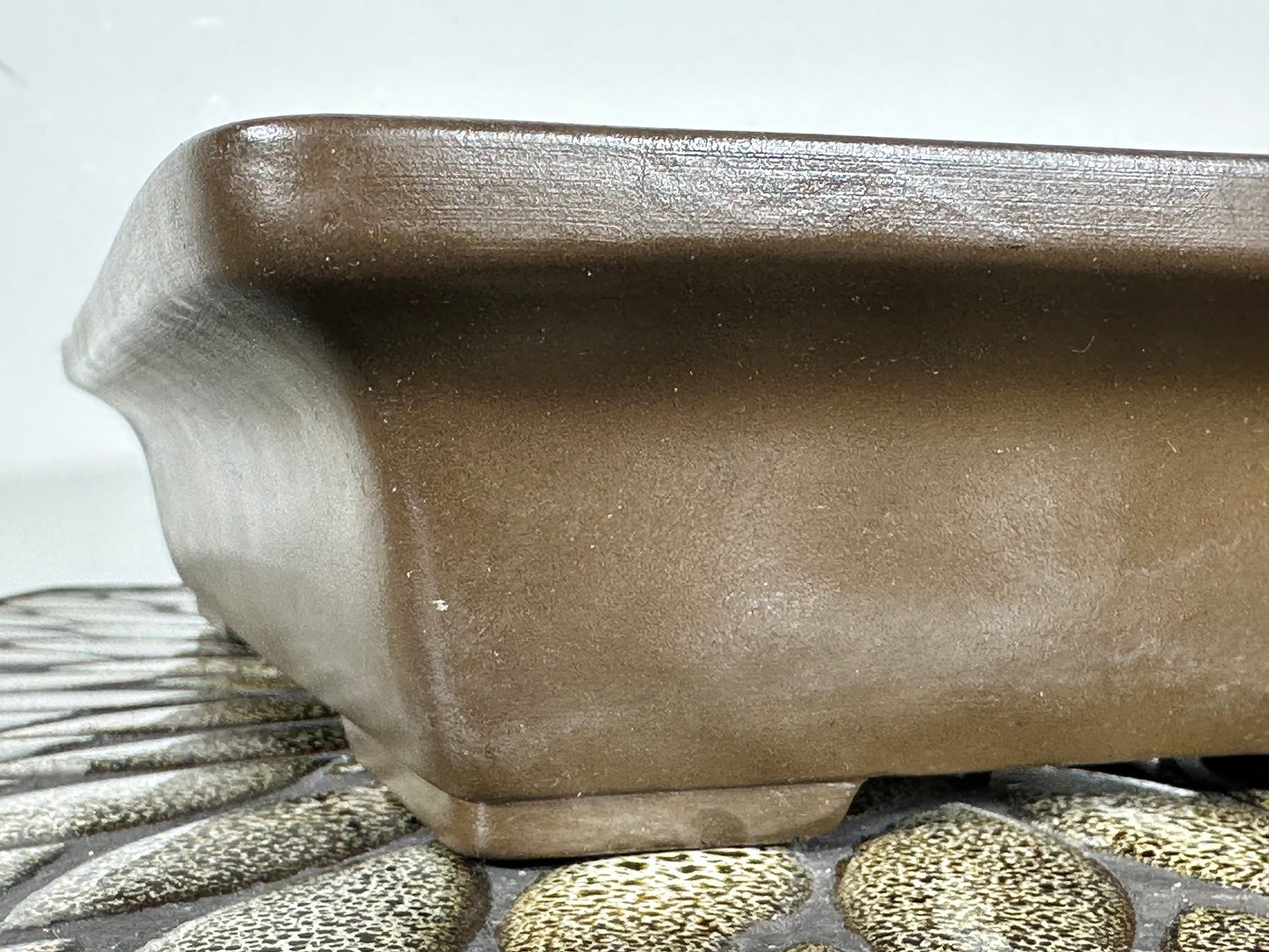 Preowned Vintage Japanese Tokoname Unglazed Rectangular Bonsai Pot Yamaaki - 11.5” By 7”