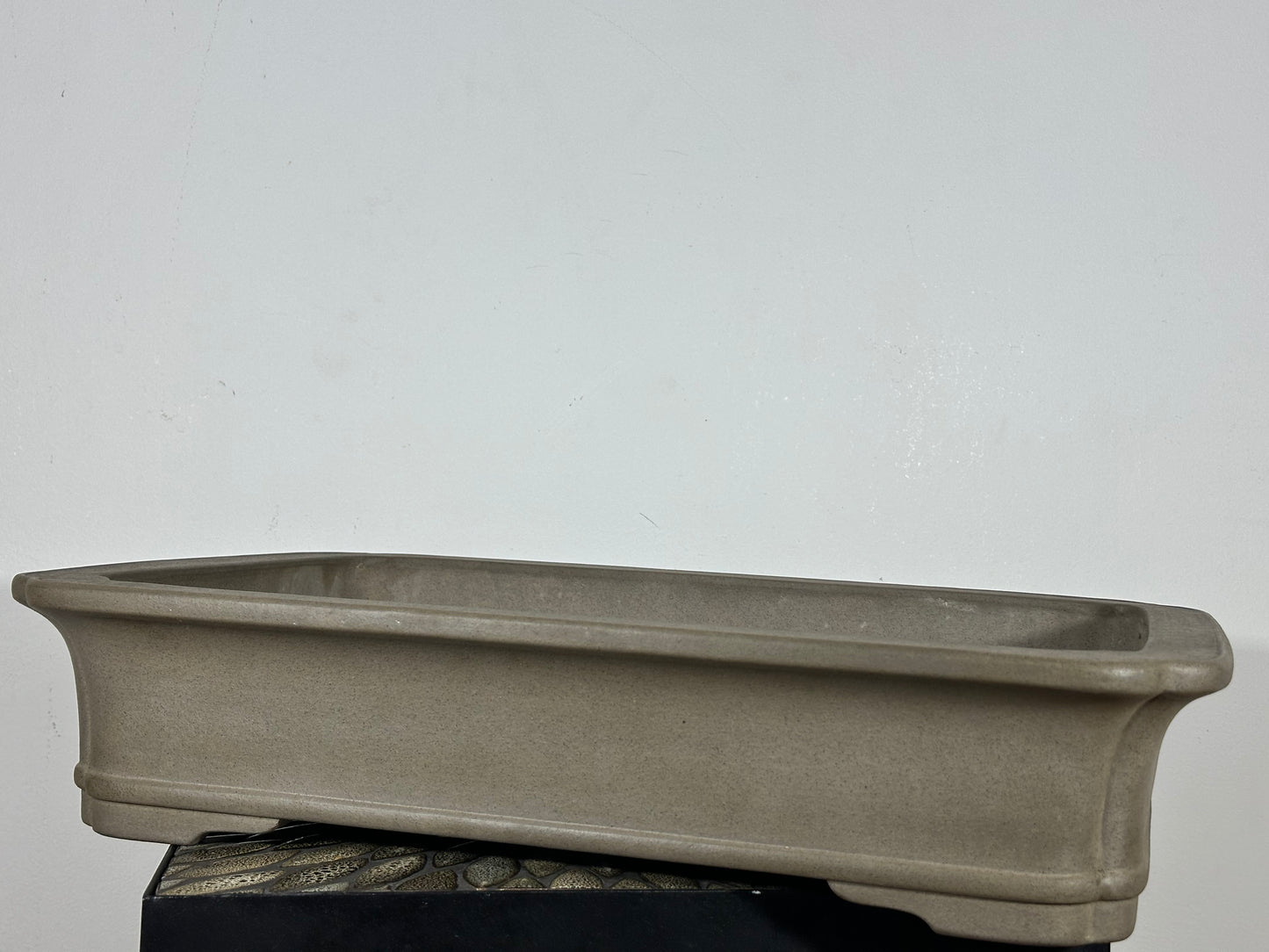 Preowned Japanese Tokoname Unglazed Rectangular Bonsai Pot Keizan - 22.25” By 17”