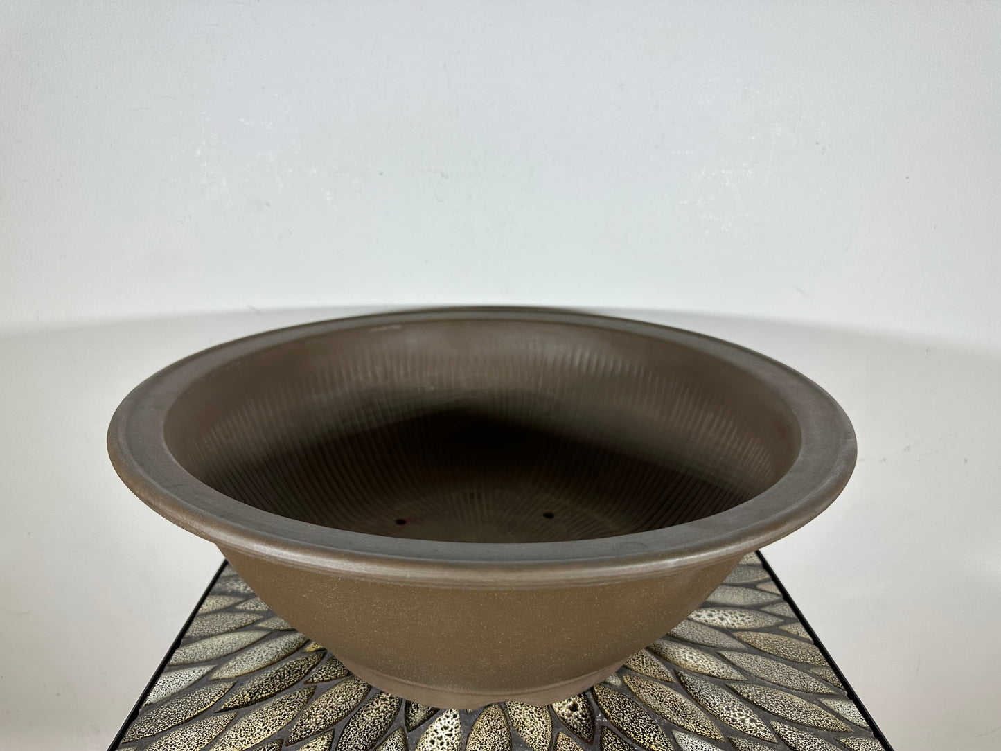 Preowned Japanese Tokoname Unglazed Round Bonsai Pot - 16.5” By 6”