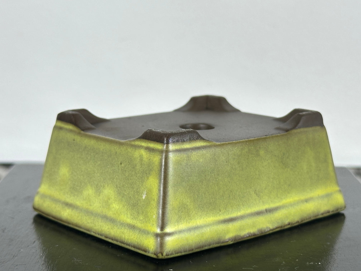 Preowned Japanese Tokoname Rectangular Bonsai Pot - 3.5” By 2 7/8”