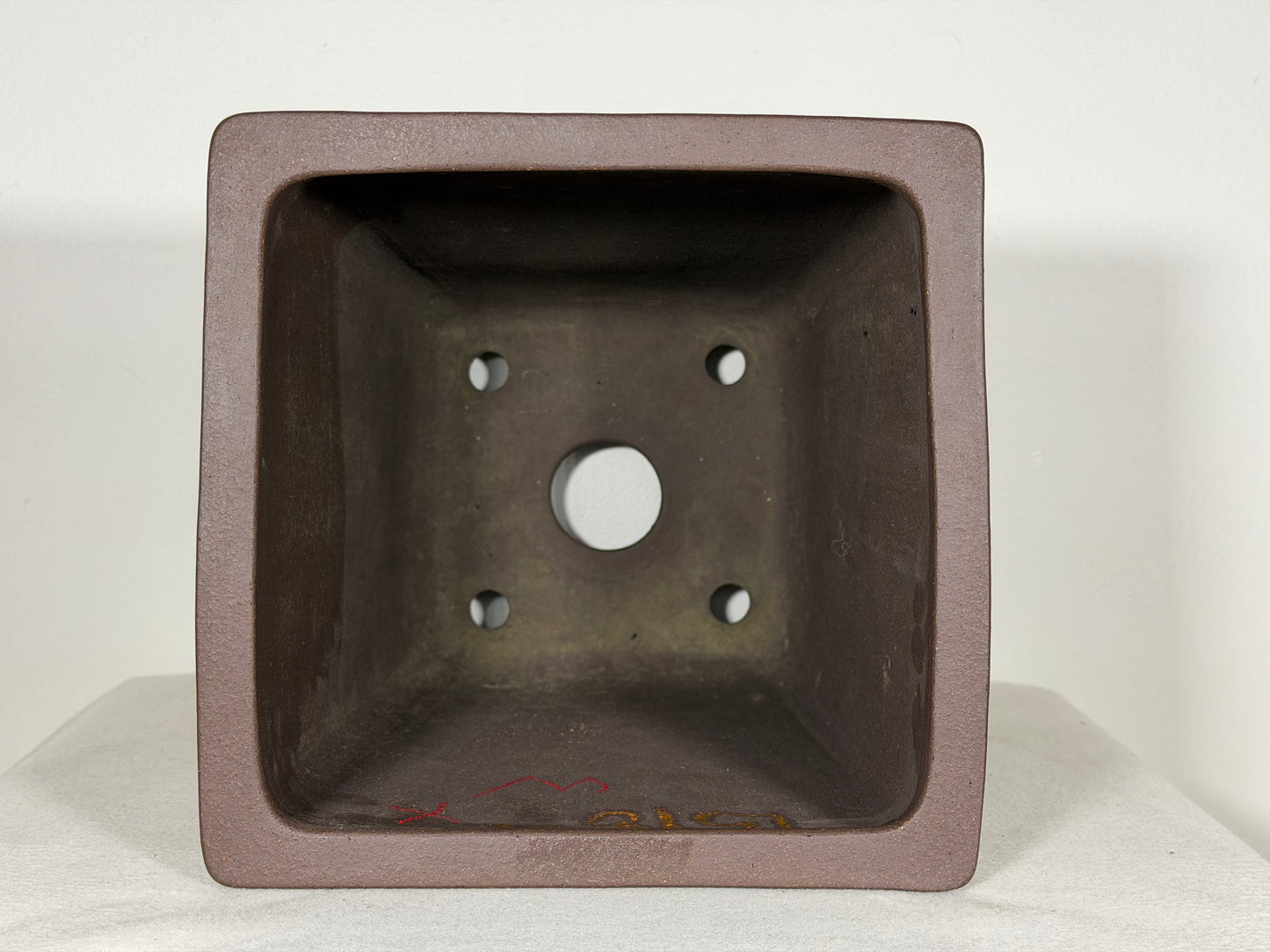 Preowned Japanese Tokoname Unglazed Square Cascade Style Bonsai Pot Yamaaki - 8.75” By 12.5”