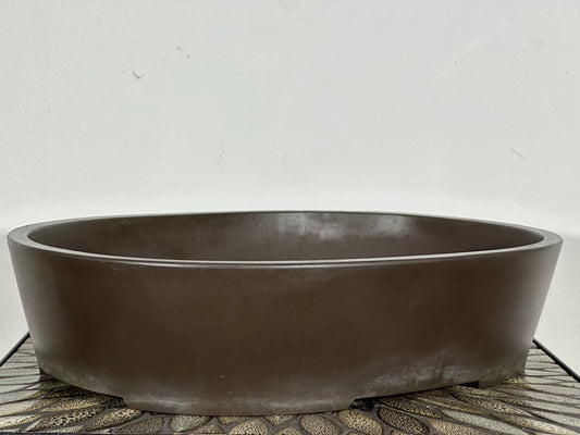 Preowned Japanese Tokoname Oval Bonsai Pot Sankyou - 16” By 12.5”