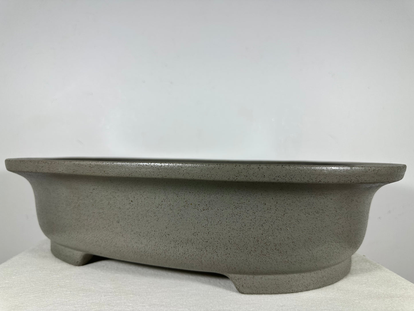Preowned Japanese Tokoname Unglazed Oval Bonsai Pot Seizan - 18.5” By 14.75”