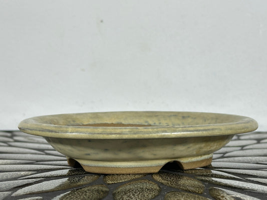 Preowned Japanese Tokoname Glazed Shallow Oval Bonsai Pot - 6 1/8” By 4 7/8”
