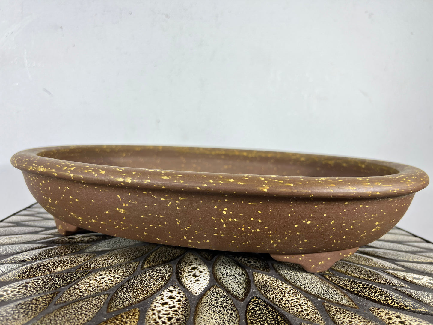 Preowned Japanese Tokoname Unglazed Oval Bonsai Pot Seizan - 14.75” By 11.25”