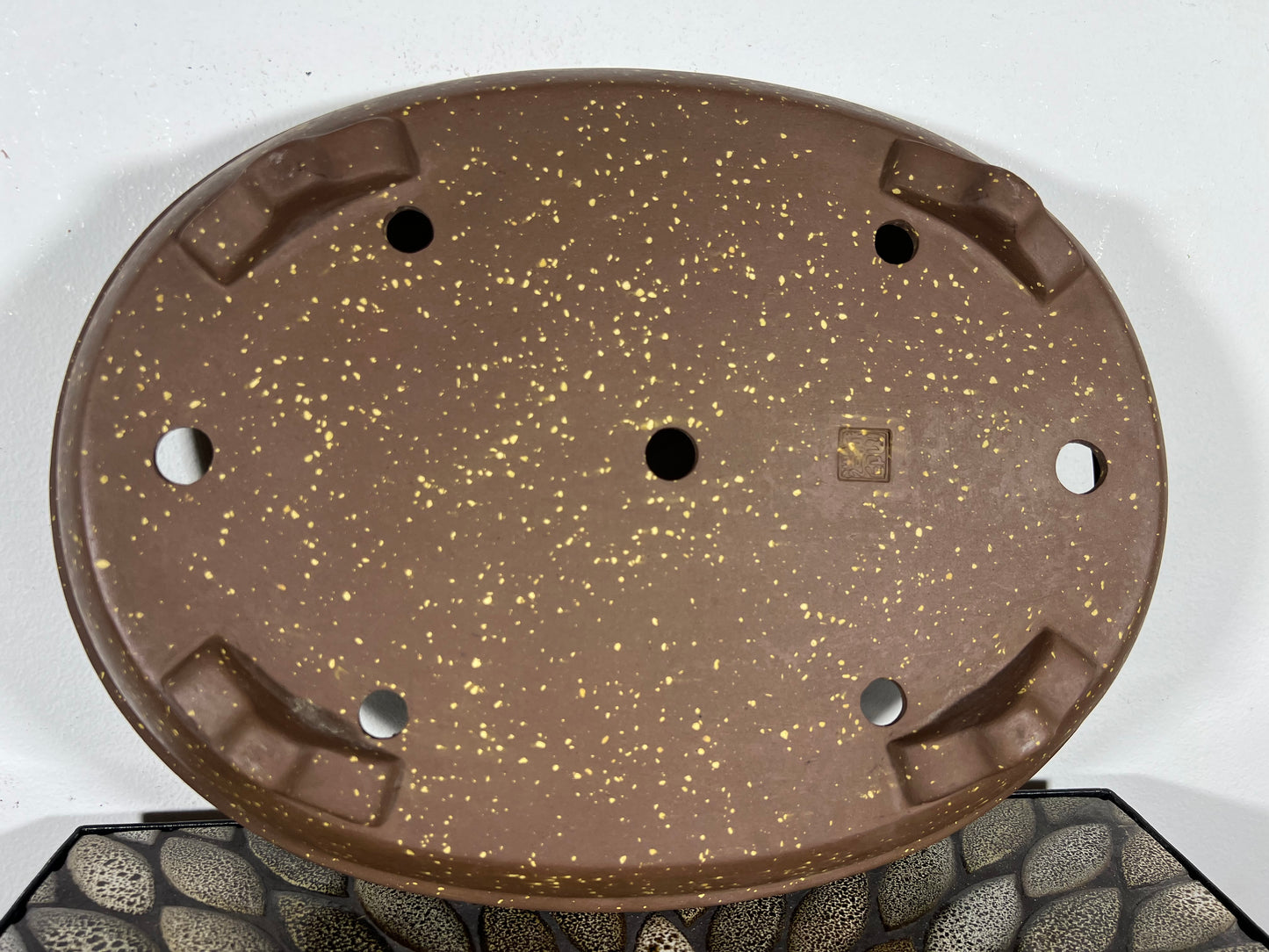 Preowned Japanese Tokoname Unglazed Oval Bonsai Pot Seizan - 14.75” By 11.25”