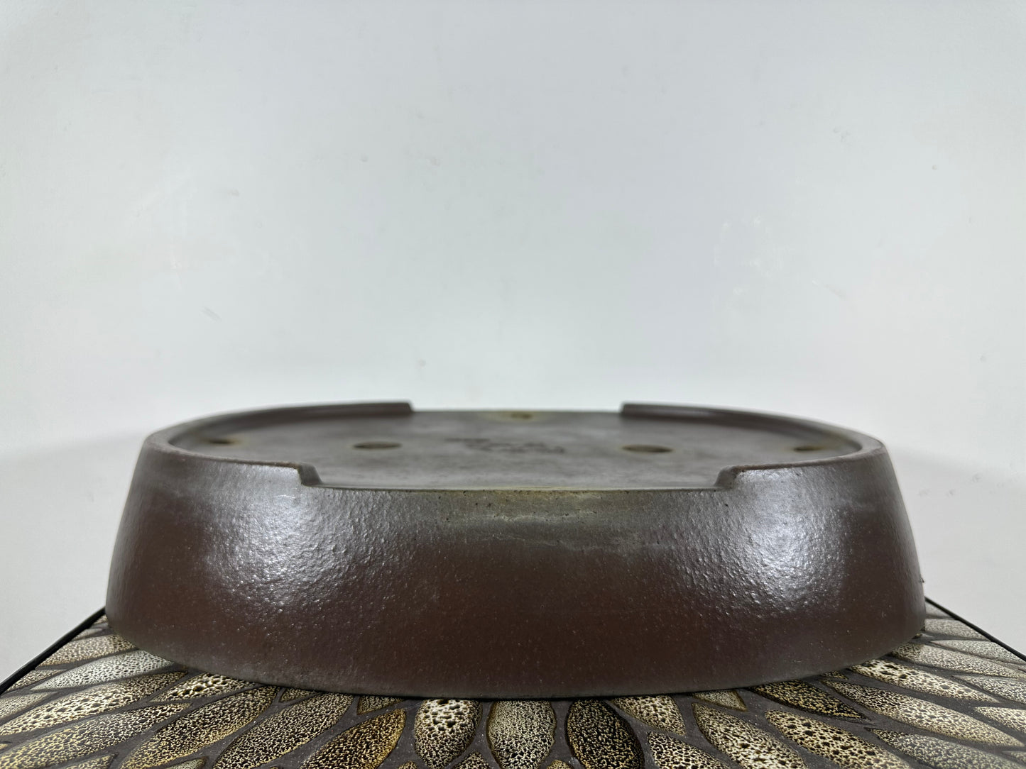 Preowned Japanese Tokoname Unglazed Oval Bonsai Pot Yamaaki - 16.75” By 13.25”